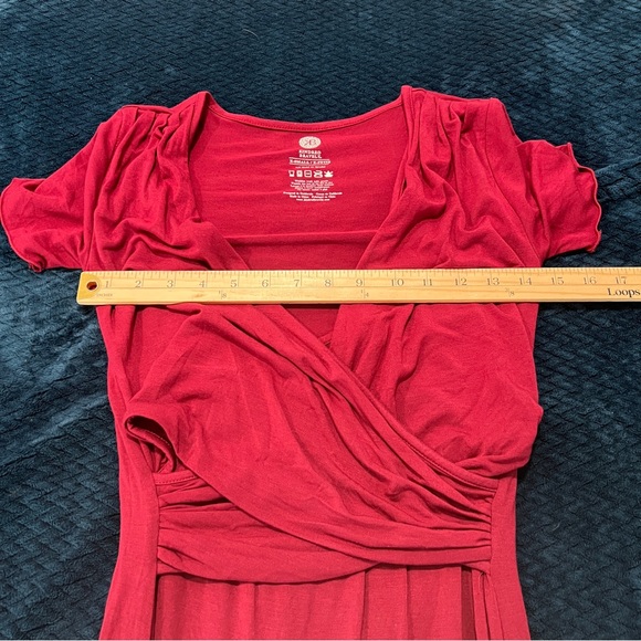 Kindred Bravely Burgundy Cross Front V-Neck Nursing Midi Dress Soft Modal XS - Picture 9 of 10